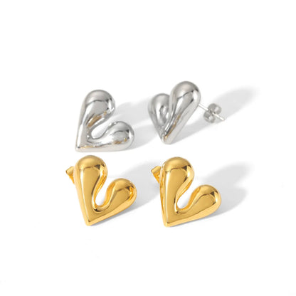 1 Pair Simple Style Heart Shape Polishing Plating Stainless Steel 18k Gold Plated Ear Studs