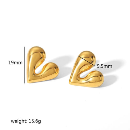 1 Pair Simple Style Heart Shape Polishing Plating Stainless Steel 18k Gold Plated Ear Studs