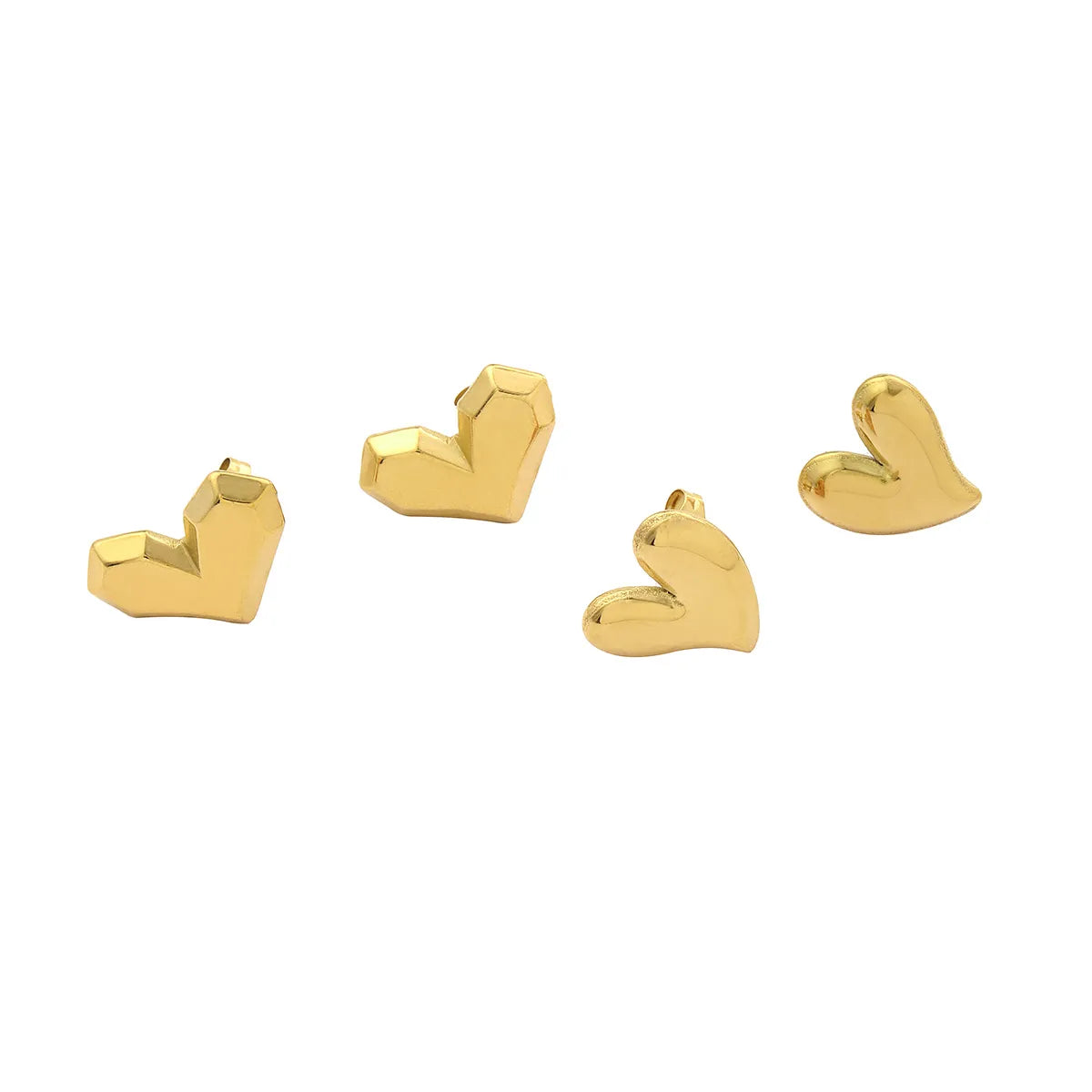 1 Pair Simple Style Heart Shape Polishing Plating Stainless Steel 18k Gold Plated Ear Studs