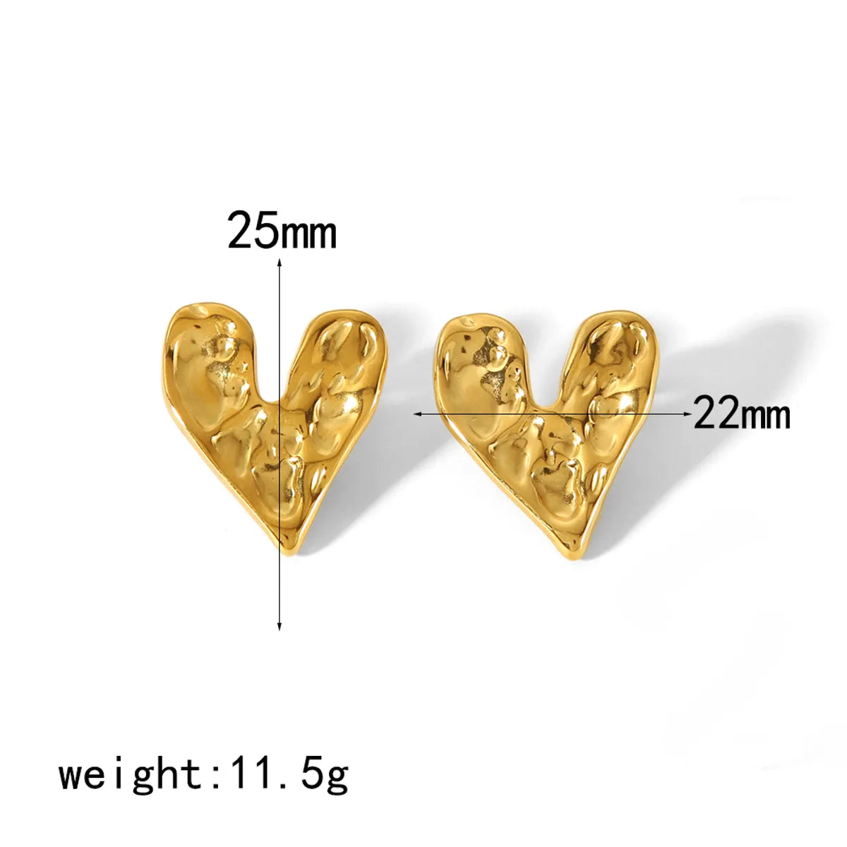 1 Pair Simple Style Heart Shape Polishing Plating 304 Stainless Steel 18K Gold Plated Ear Studs