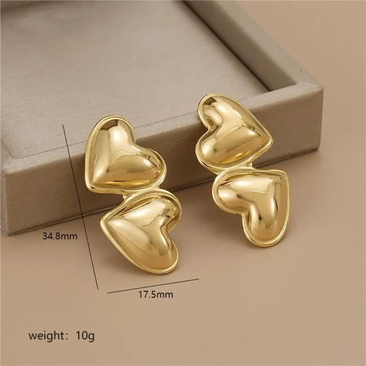 1 Pair Simple Style Heart Shape Polishing Plating Stainless Steel 18K Gold Plated Ear Studs