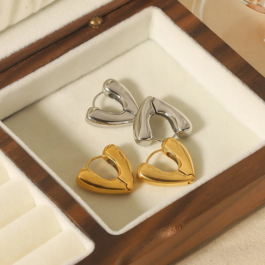 1 Pair Simple Style Heart Shape Polishing Plating Stainless Steel 18k Gold Plated Earrings