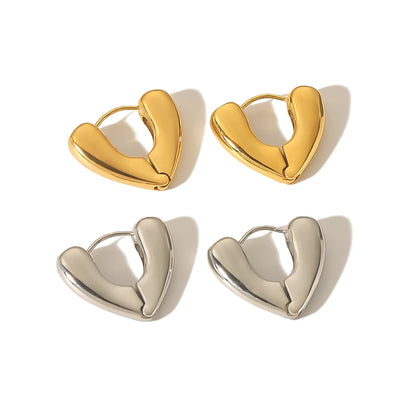 1 Pair Simple Style Heart Shape Polishing Plating Stainless Steel 18k Gold Plated Earrings