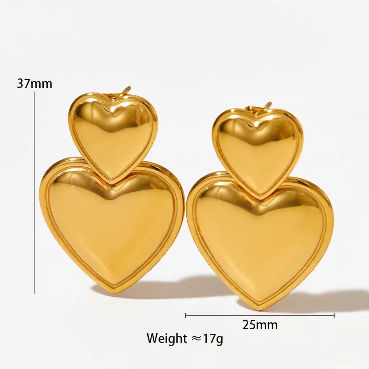 1 Pair Simple Style Heart Shape Polishing Plating Stainless Steel Drop Earrings