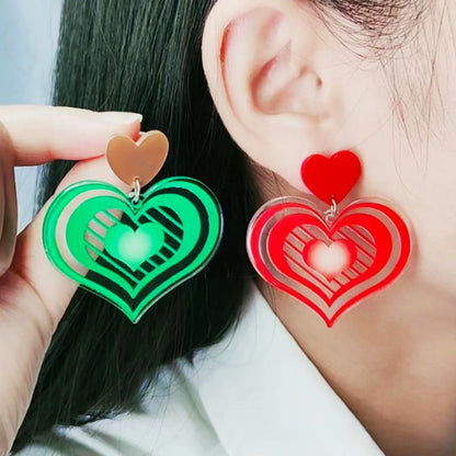 1 Pair Simple Style Heart Shape Printing Arylic Drop Earrings