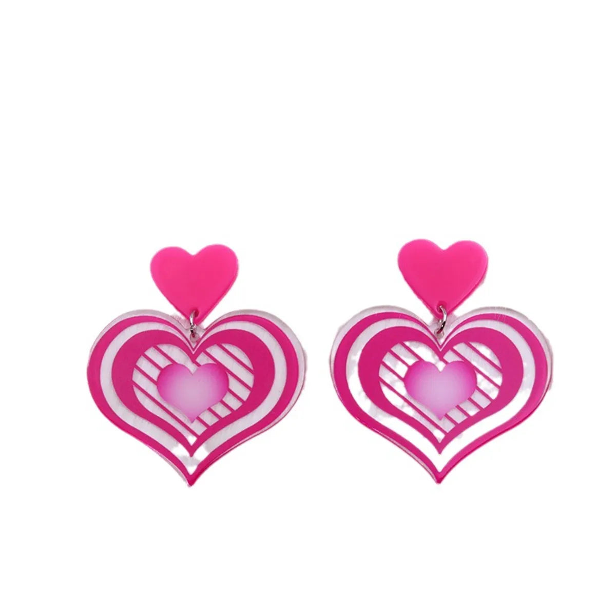 1 Pair Simple Style Heart Shape Printing Arylic Drop Earrings