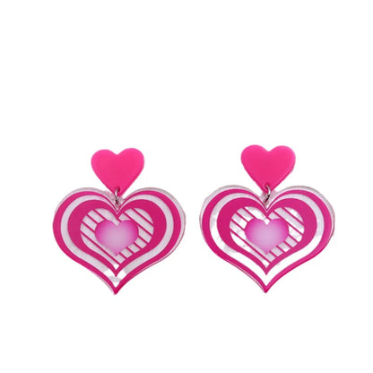 1 Pair Simple Style Heart Shape Printing Arylic Drop Earrings