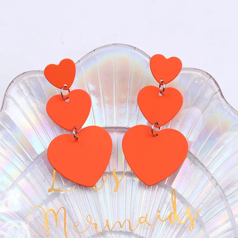 1 Pair Simple Style Heart Shape Spray Paint Alloy Drop Earrings