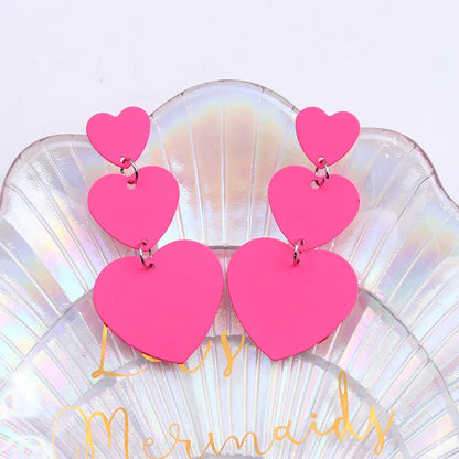 1 Pair Simple Style Heart Shape Spray Paint Alloy Drop Earrings