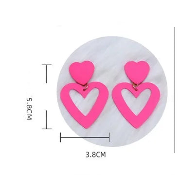 1 Pair Simple Style Heart Shape Spray Paint Alloy Drop Earrings