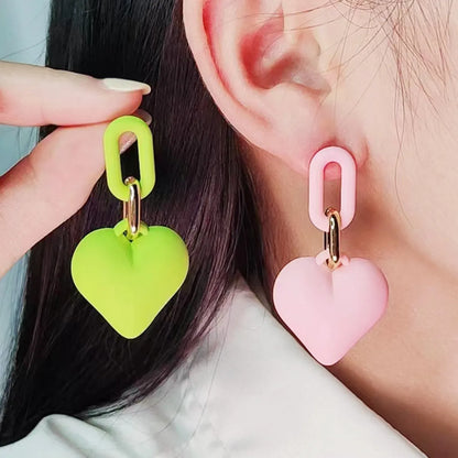 1 Pair Simple Style Heart Shape Spray Paint Arylic Drop Earrings