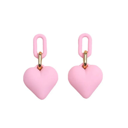 1 Pair Simple Style Heart Shape Spray Paint Arylic Drop Earrings