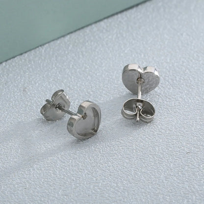 1 Pair Simple Style Heart Shape Stainless Steel Ear Studs