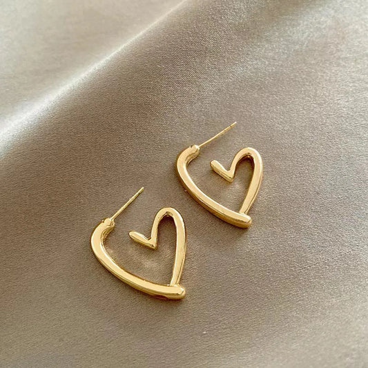 1 Pair Simple Style Heart Shape Stainless Steel Gold Plated Ear Studs