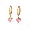 1 Pair Simple Style Heart Shape Stainless Steel Inlay Zircon Drop Earrings