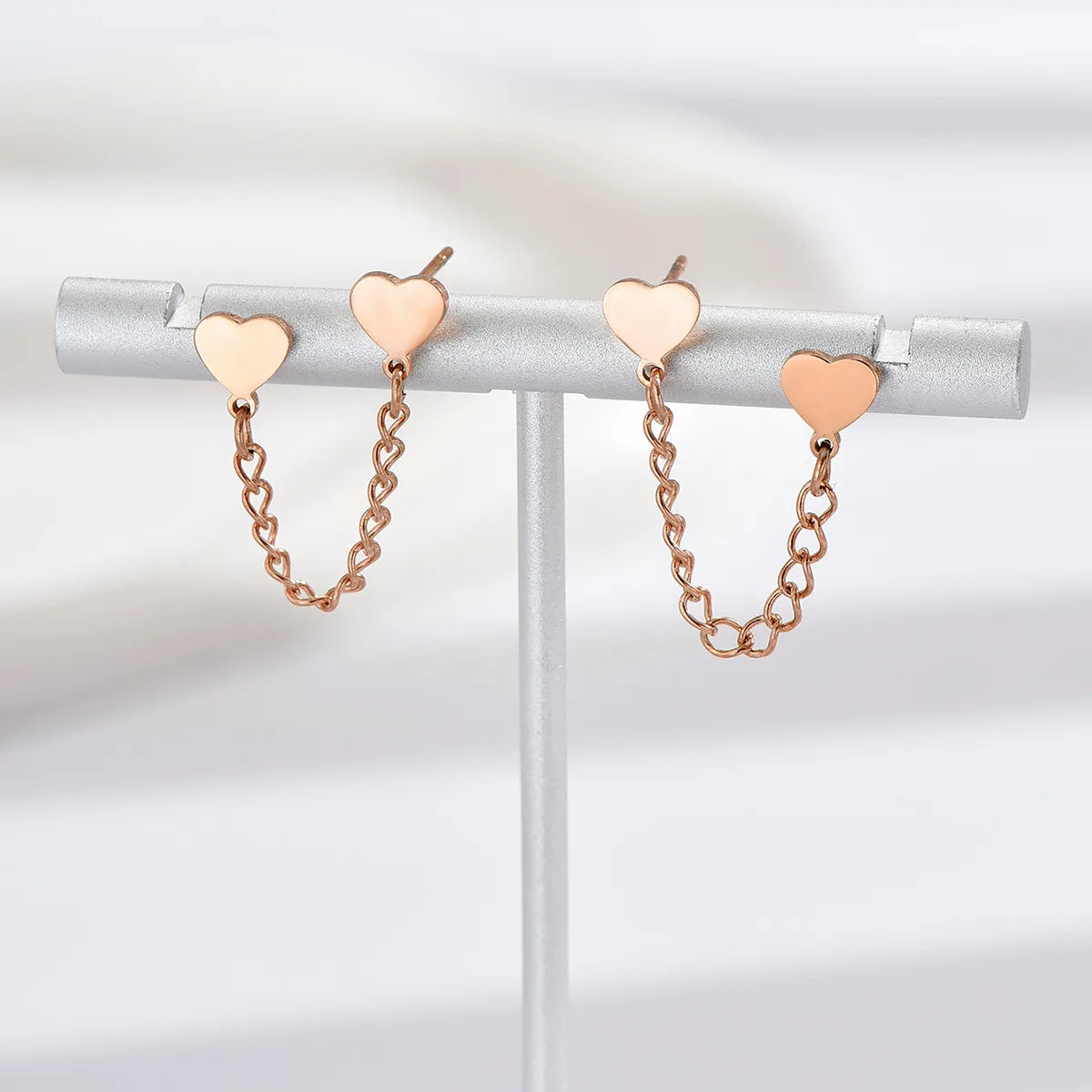 1 Pair Simple Style Heart Shape Plating Stainless Steel 14k Gold Plated Rose Gold Plated Silver Plated Earrings