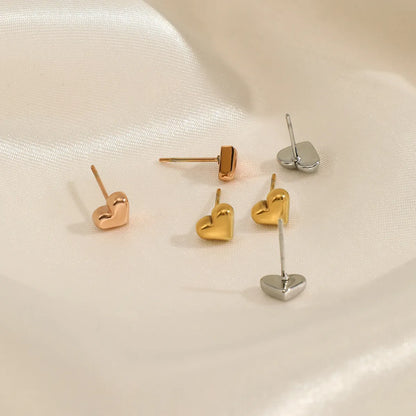 1 Pair Simple Style Heart Shape Stainless Steel Plating Ear Studs