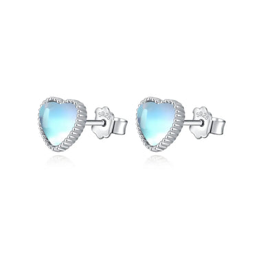 1 Pair Simple Style Heart Shape Sterling Silver Plating Inlay Natural Stone Rhodium Plated Earrings Ear Studs