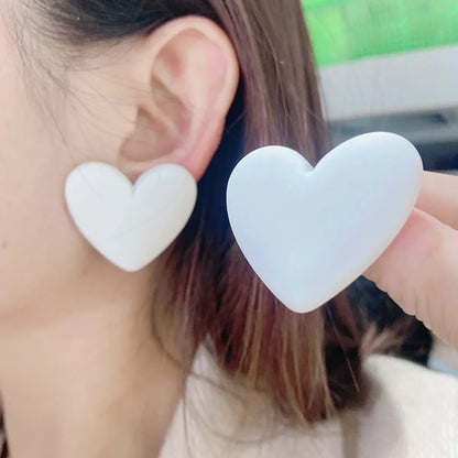 1 Pair Simple Style Heart Shape Stoving Varnish Arylic Drop Earrings