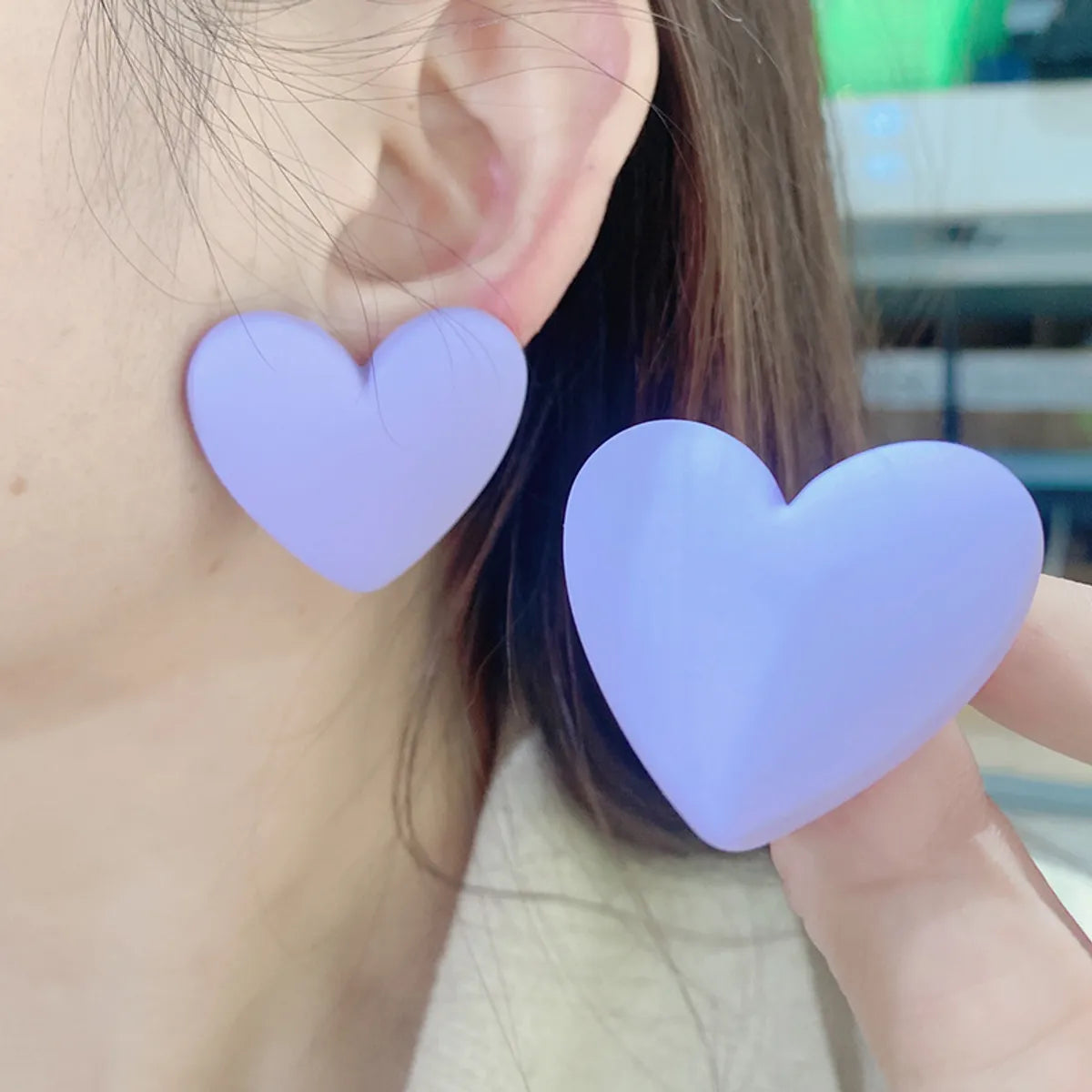 1 Pair Simple Style Heart Shape Stoving Varnish Arylic Drop Earrings