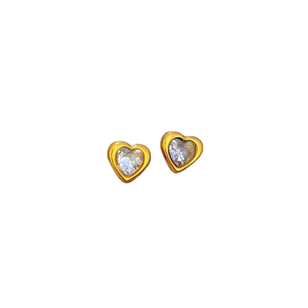 1 Pair Simple Style Heart Shape Titanium Steel Inlay Zircon Ear Studs