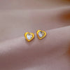 1 Pair Simple Style Heart Shape Titanium Steel Inlay Zircon Ear Studs