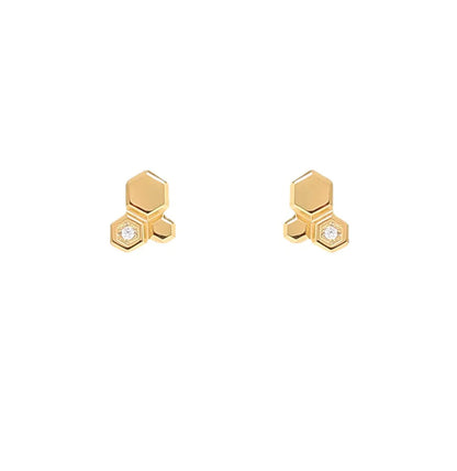 1 Pair Simple Style Honeycomb Titanium Steel Plating Zircon Ear Studs