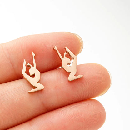 1 Pair Simple Style Human Plating Stainless Steel 18K Gold Plated Ear Studs