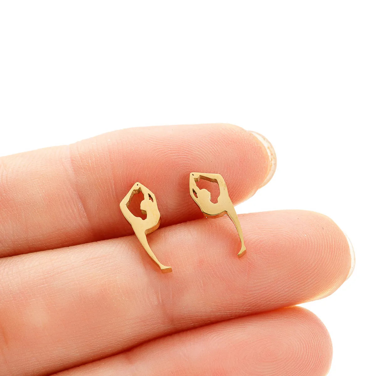 1 Pair Simple Style Human Plating Stainless Steel 18K Gold Plated Ear Studs