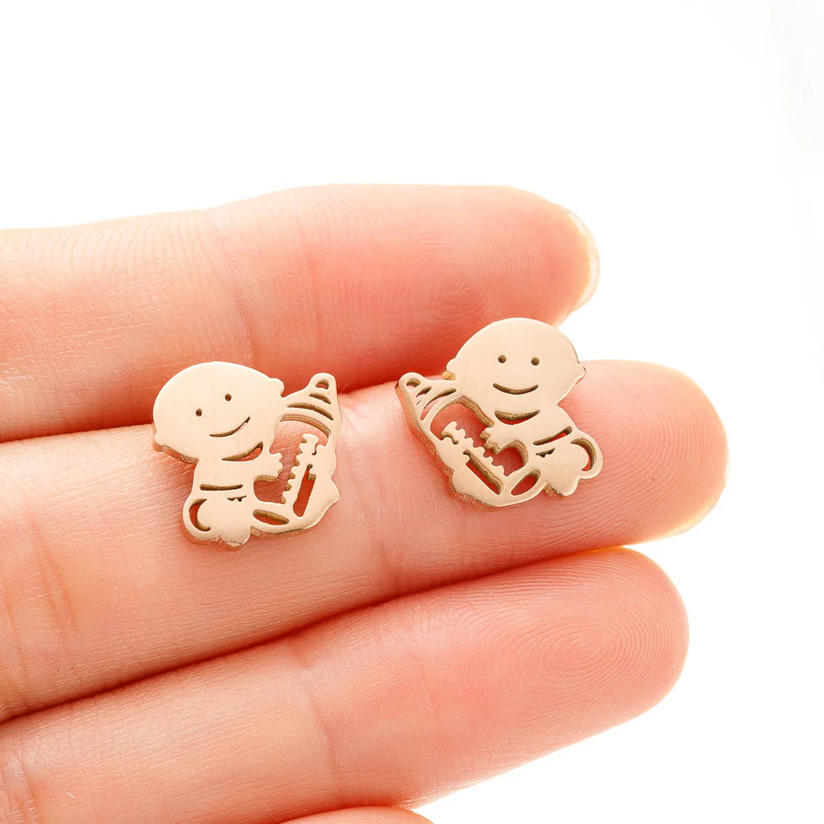 1 Pair Simple Style Human Plating Stainless Steel 18K Gold Plated Ear Studs