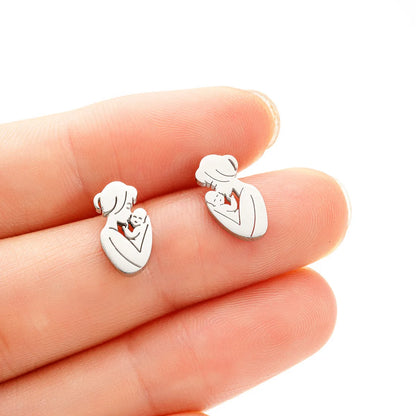 1 Pair Simple Style Human Plating Stainless Steel 18K Gold Plated Ear Studs