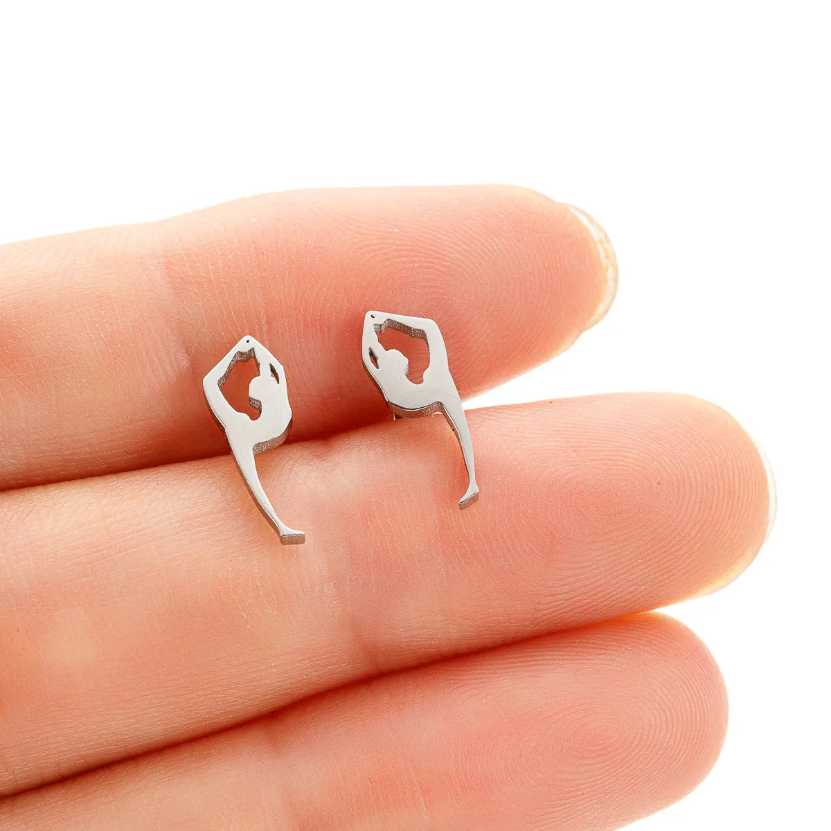 1 Pair Simple Style Human Plating Stainless Steel 18K Gold Plated Ear Studs