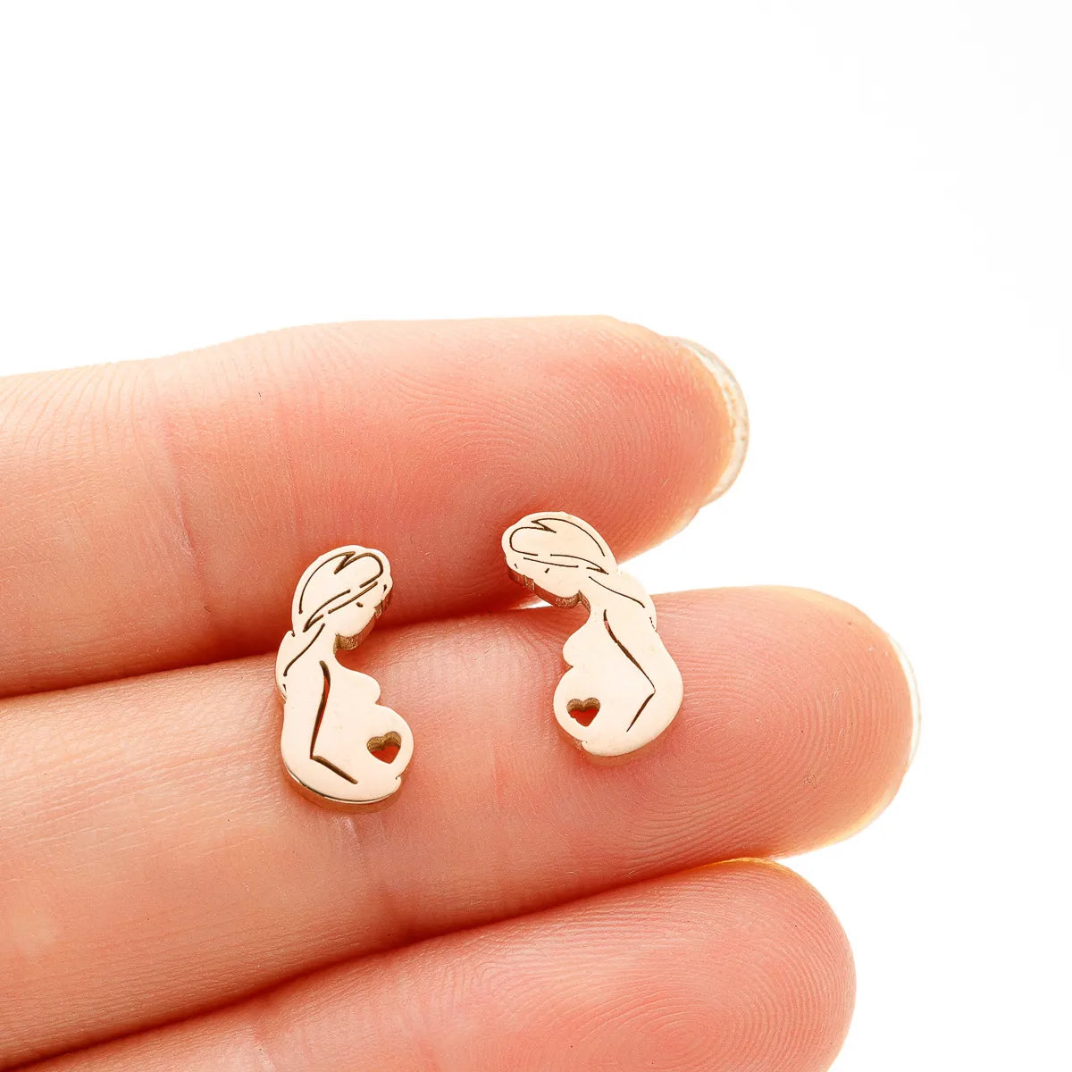 1 Pair Simple Style Human Plating Stainless Steel 18K Gold Plated Ear Studs