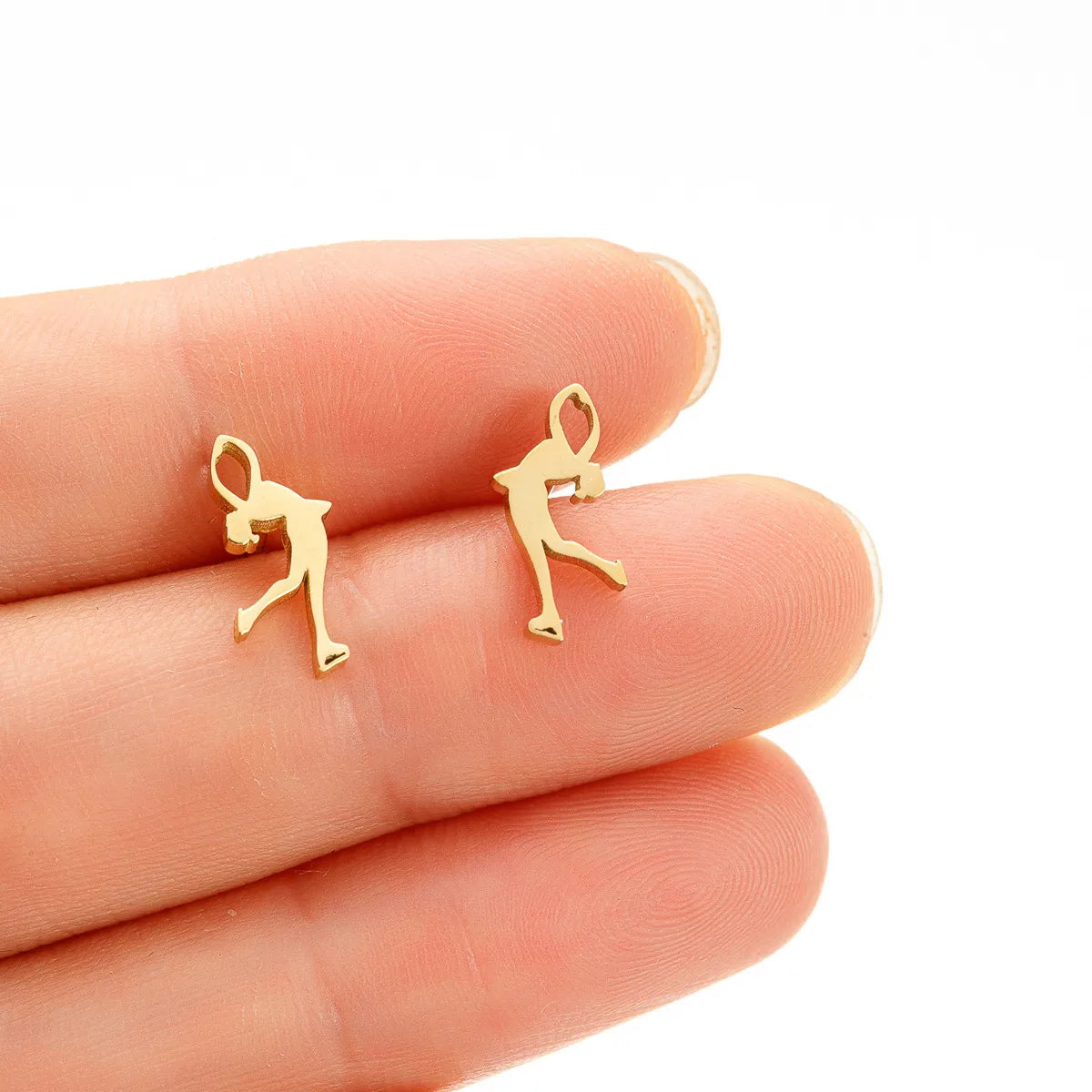 1 Pair Simple Style Human Plating Stainless Steel 18K Gold Plated Ear Studs