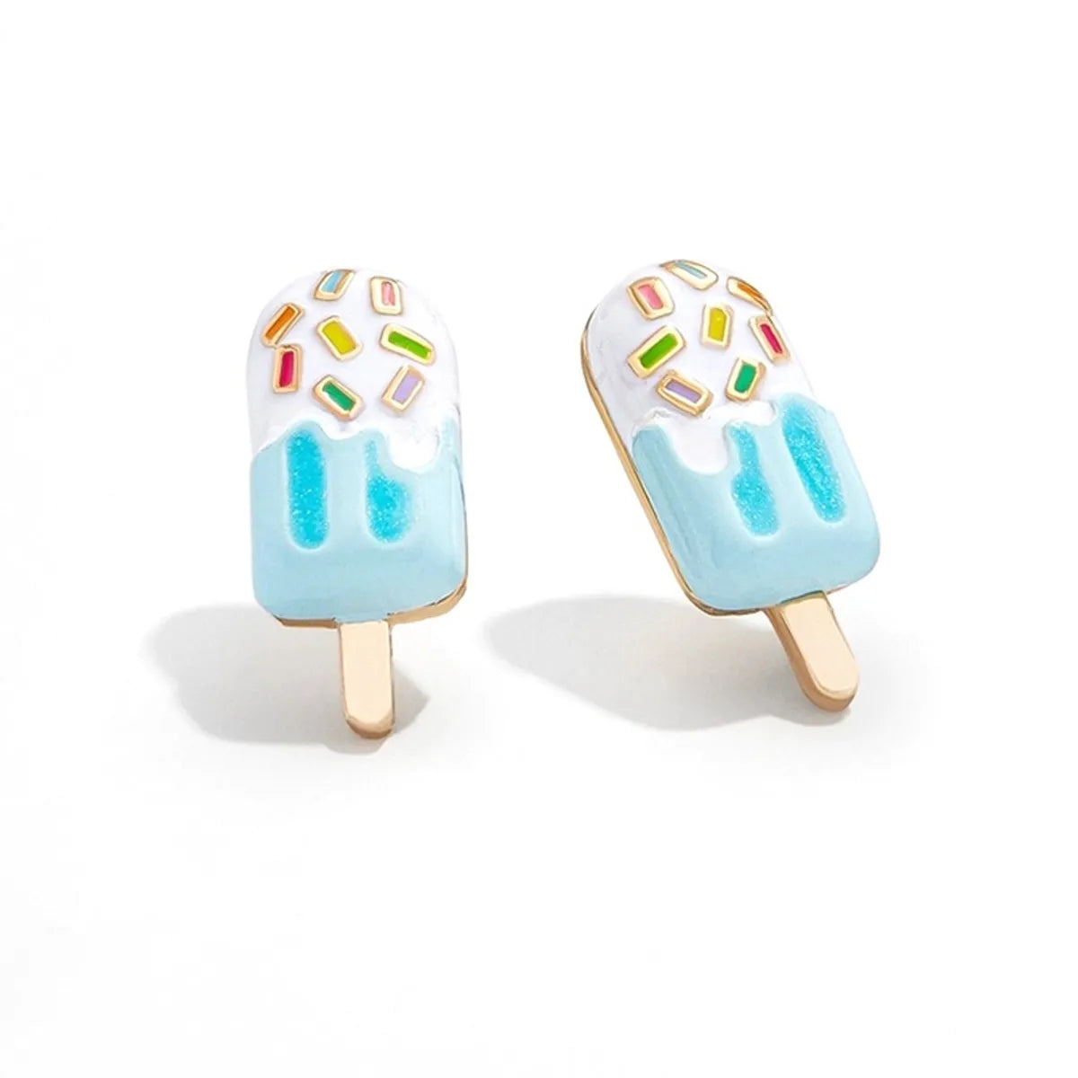 1 Pair Simple Style Ice Cream Enamel Sterling Silver Ear Studs