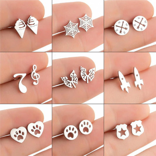 1 Pair Simple Style Ice Cream Stainless Steel Plating Ear Studs