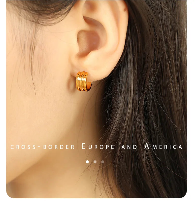 1 Pair Simple Style IG Style C Shape Polishing 304 Stainless Steel 18K Gold Plated Ear Studs