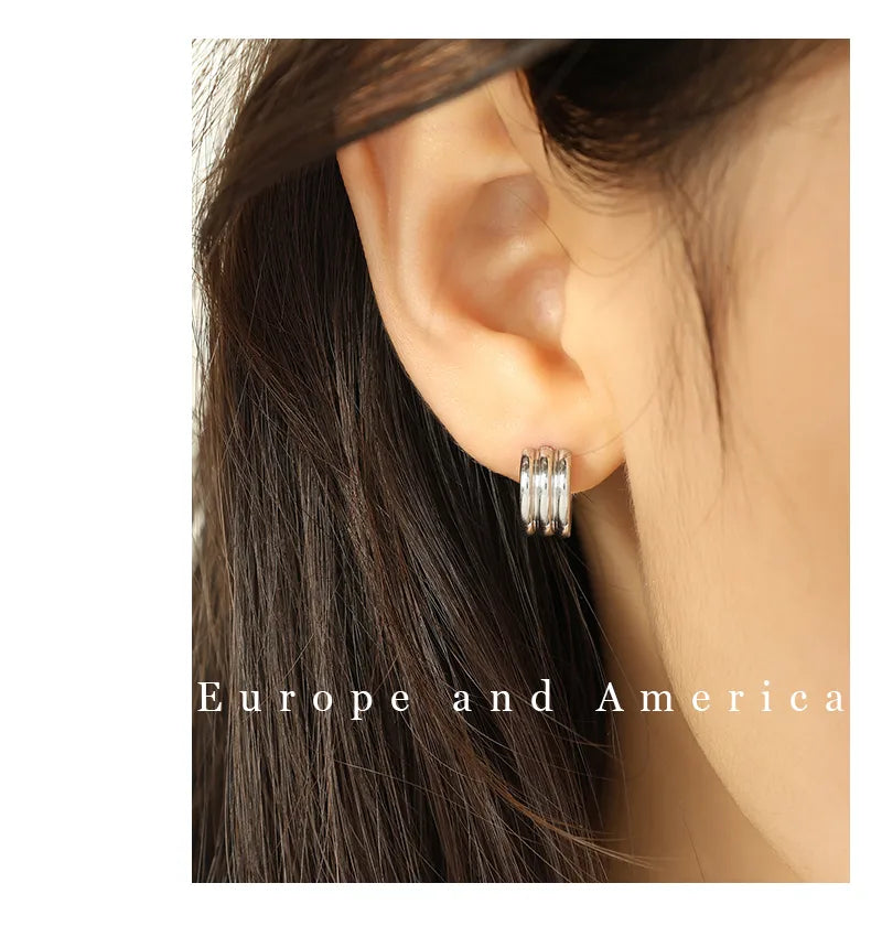 1 Pair Simple Style IG Style C Shape Polishing 304 Stainless Steel 18K Gold Plated Ear Studs