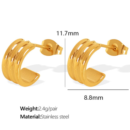 1 Pair Simple Style IG Style C Shape Polishing 304 Stainless Steel 18K Gold Plated Ear Studs