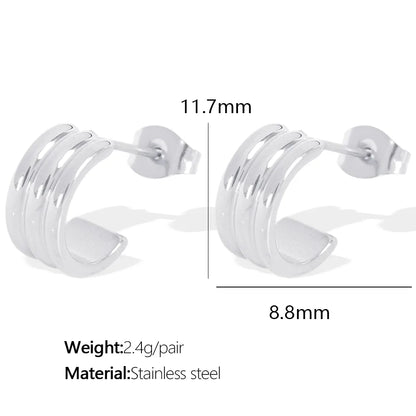 1 Pair Simple Style IG Style C Shape Polishing 304 Stainless Steel 18K Gold Plated Ear Studs