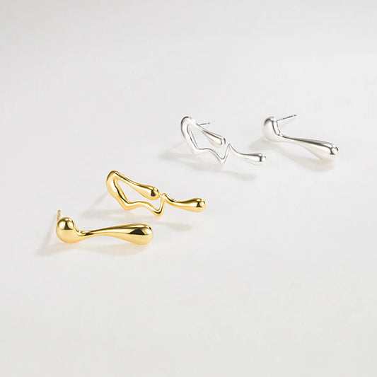 1 Pair Simple Style Irregular Asymmetrical Plating Sterling Silver 18k Gold Plated Ear Studs