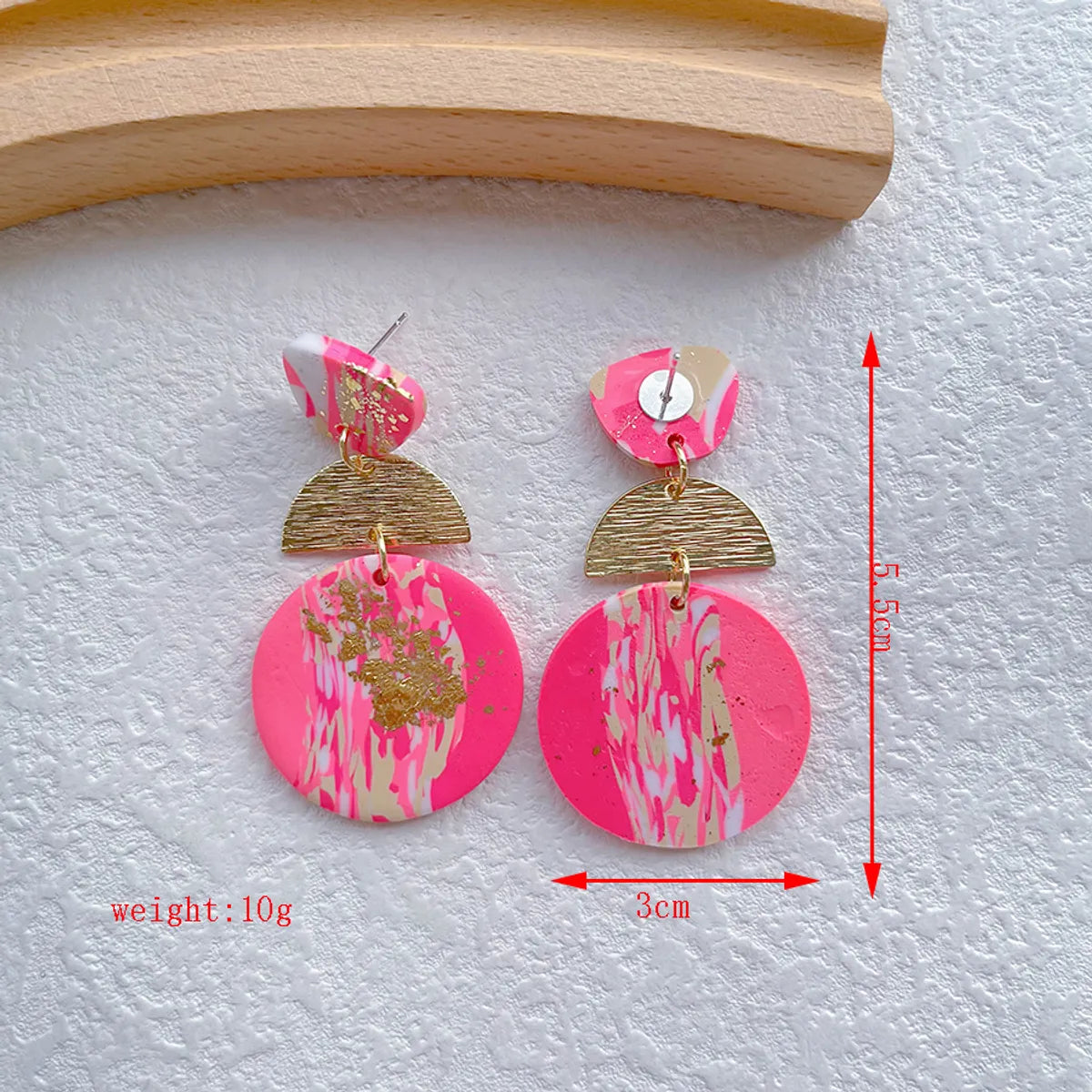 1 Pair Simple Style Irregular Camouflage Plating Arylic Soft Clay 14K Gold Plated Dangling Earrings