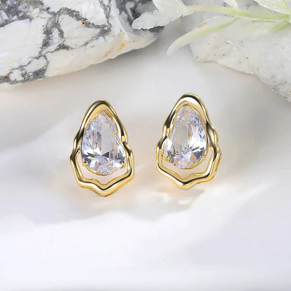 1 Pair Simple Style Irregular Copper 18K Gold Plated Ear Studs