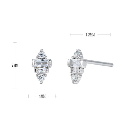 1 Pair Simple Style Irregular Inlay Sterling Silver Zircon Ear Studs