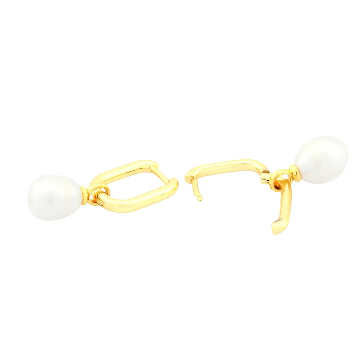 1 Pair Simple Style Irregular Plating Inlay Copper Freshwater Pearl 18k Gold Plated Drop Earrings