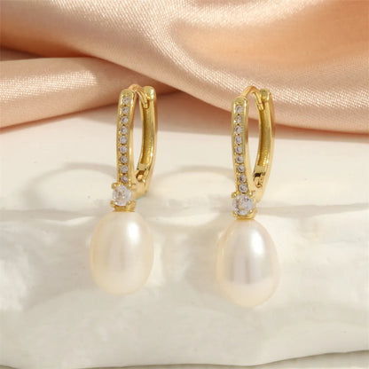 1 Pair Simple Style Irregular Plating Inlay Copper Zircon 18k Gold Plated Drop Earrings