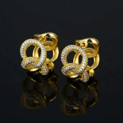 1 Pair Simple Style Irregular Plating Inlay Copper Zircon K Gold Plated Rhodium Plated Earrings