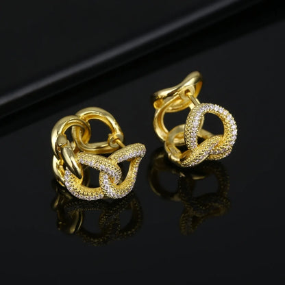 1 Pair Simple Style Irregular Plating Inlay Copper Zircon K Gold Plated Rhodium Plated Earrings