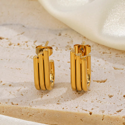 1 Pair Simple Style Irregular Plating Stainless Steel 18k Gold Plated Ear Studs