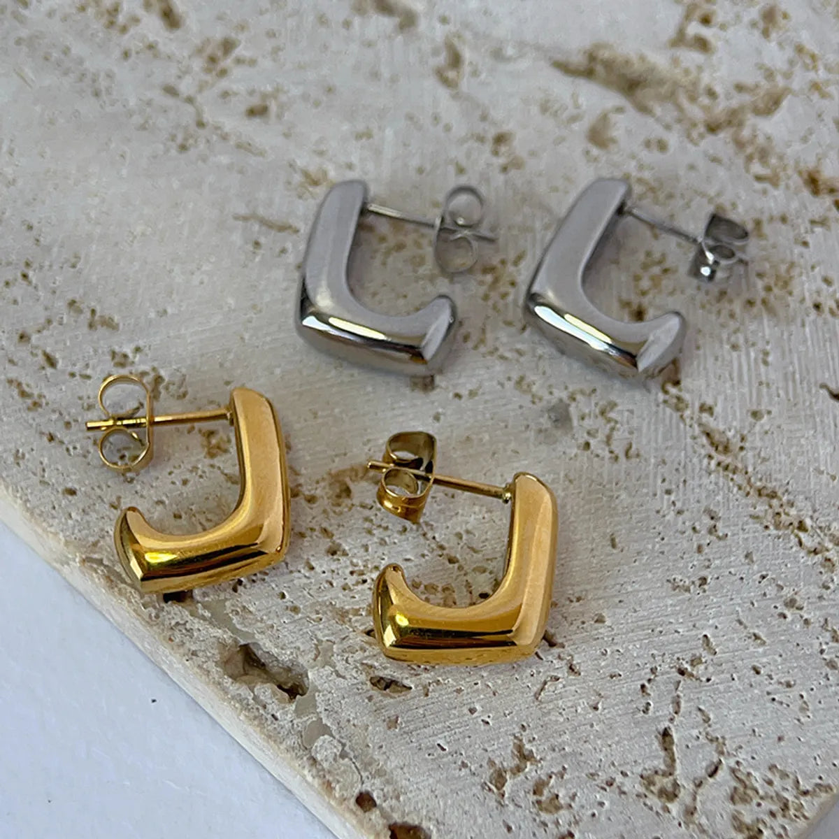 1 Pair Simple Style Irregular Plating Titanium Steel Ear Studs